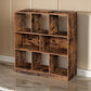 6 Open Shelves Wooden Bookcase with 2 Compartments, Rustic Brown By Casagear Home