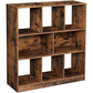 6 Open Shelves Wooden Bookcase with 2 Compartments Rustic Brown By Casagear Home BM231432