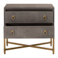 Dual Tone 2 Drawer Nightstand with Ring Pulls Gray and Gold By Casagear Home BM231494