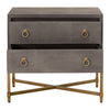 Dual Tone 2 Drawer Nightstand with Ring Pulls Gray and Gold By Casagear Home BM231494