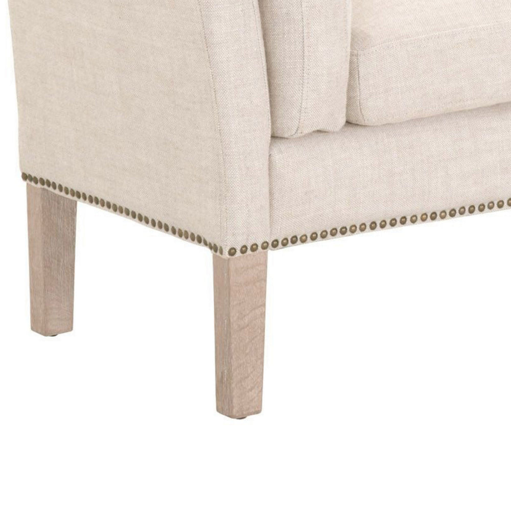 Padded Fabric Bench with Flared Arms and Nailhead Trim Beige By Casagear Home BM231500