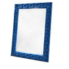 Velvet Wrapped Wooden Frame Mirror with Button Tufting, Blue By Casagear Home