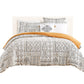 Chania 8 Piece King Bed Set with Tribal Print The Urban Port White and Brown By Casagear Home BM231773