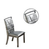 Faux Leather Dining Chair with Overlapping Square Pattern Set of 2 Silver By Casagear Home BM231840