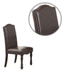 Nailhead Trim Faux Leather Dining Chair with Turned Legs Set of 2 Brown By Casagear Home BM231843