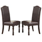 Nailhead Trim Faux Leather Dining Chair with Turned Legs Set of 2 Brown By Casagear Home BM231843