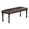 Nailhead Trim Faux Leather Dining Bench with Turned Legs Brown By Casagear Home BM231844