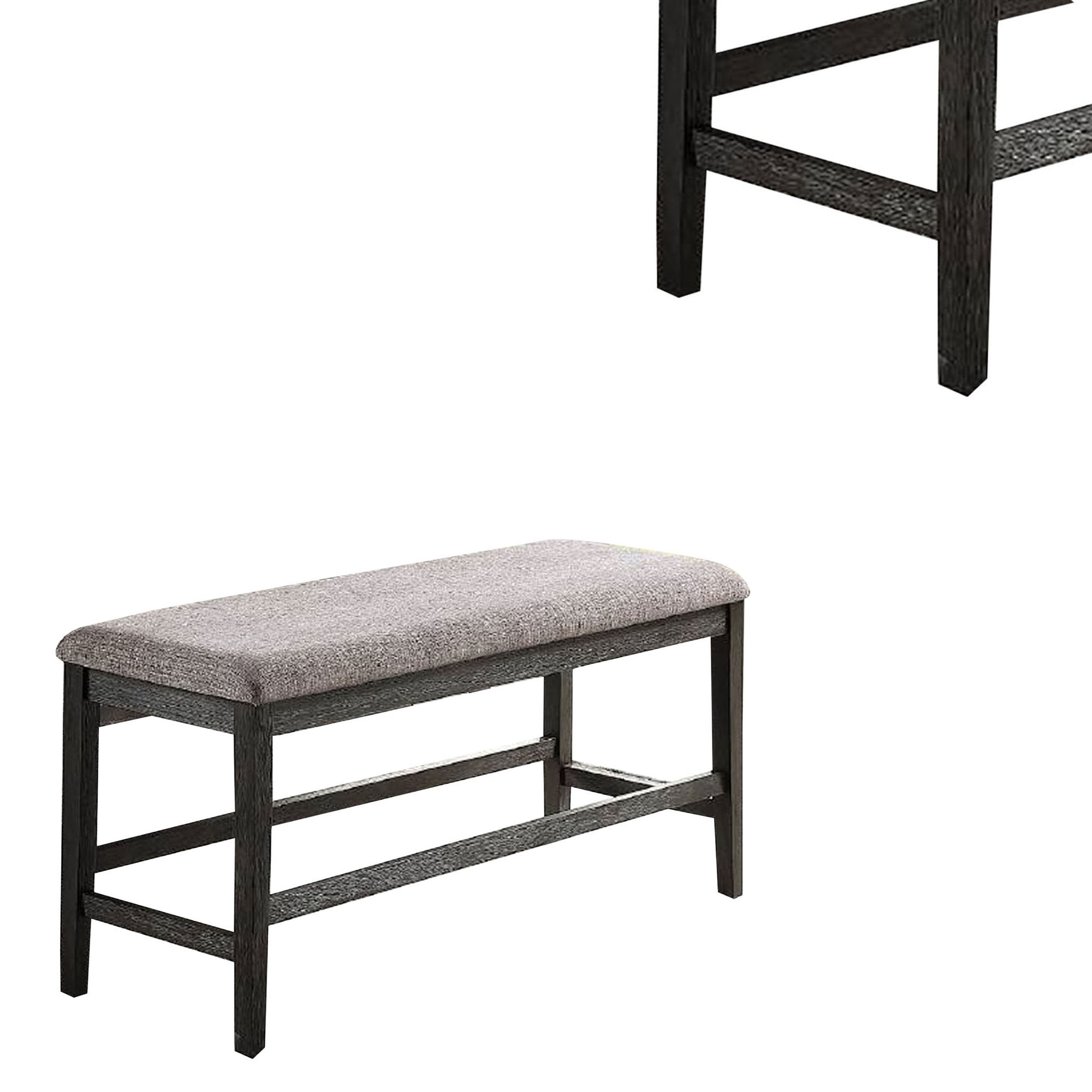 Distressed Wooden Dining Bench with Fabric Seat Gray By Casagear Home BM231847