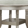 Round Wooden Dining Table with Glass Inserted Top Champagne Silver By Casagear Home BM231851