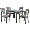 5 Piece Wooden Dining Table and Horizontal Slatted Back Chairs,Antique Gray By Casagear Home BM231855