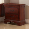 2 Drawer Wooden Nightstand with Panel Bracket Feet, Cherry Brown By Casagear Home