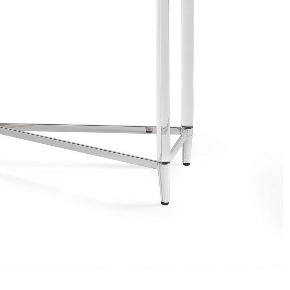 52 Inches Glass Top Console Table with Acrylic Legs Clear and Chrome By Casagear Home BM231901