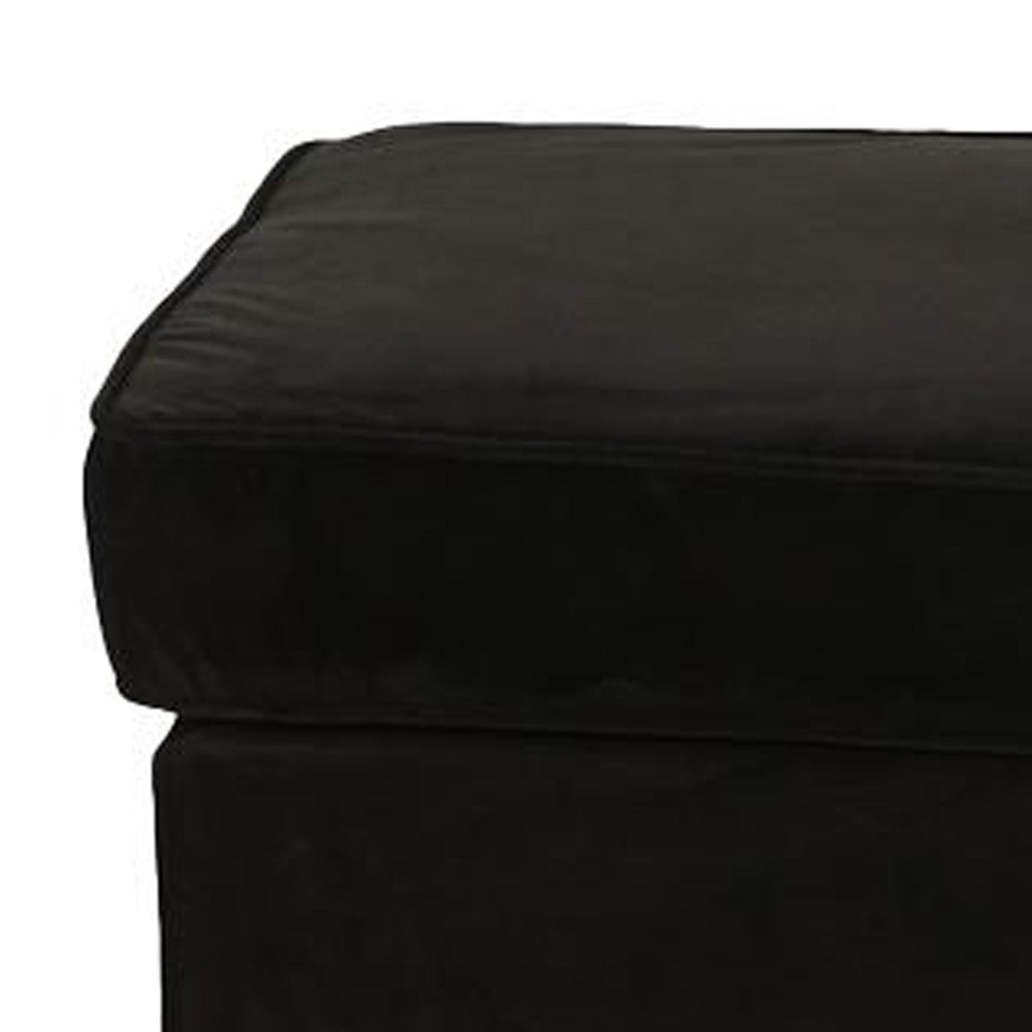 Fabric Ottoman with Nailhead Trim and Turned Feet Black By Casagear Home BM231974