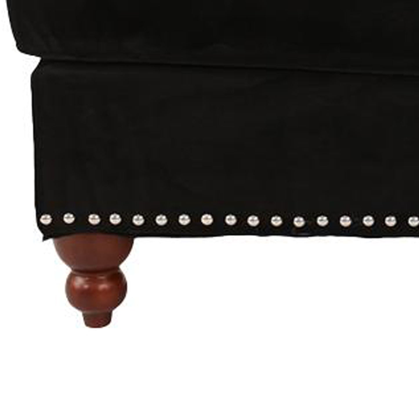 Fabric Ottoman with Nailhead Trim and Turned Feet Black By Casagear Home BM231974