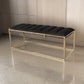 Metal Bench with Deep Vertical Channeling, Gold and Black By Casagear Home