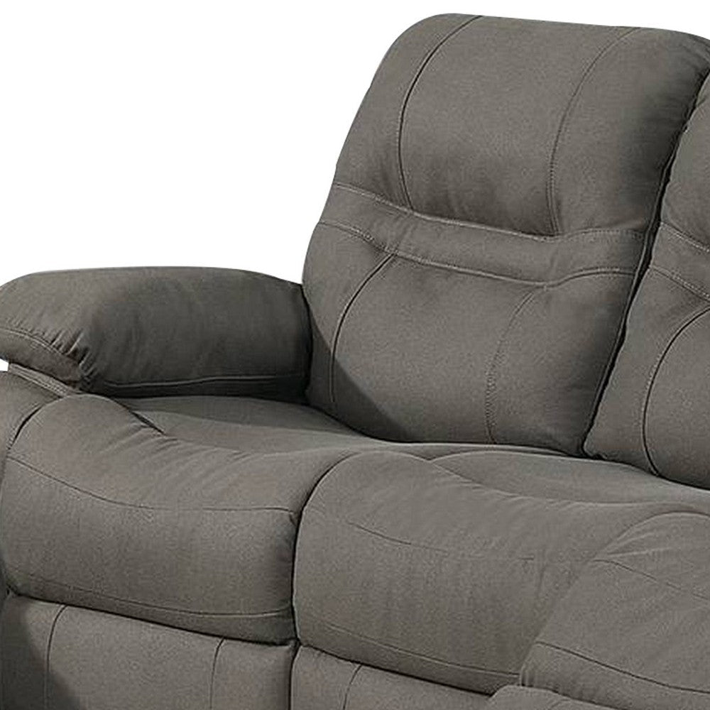 41 Inch leatherette Reclining Sofa with USB Port Gray By Casagear Home BM232081