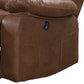 41 Inch leatherette Reclining Sofa with USB Port Brown By Casagear Home BM232084