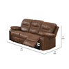 41 Inch leatherette Reclining Sofa with USB Port Brown By Casagear Home BM232084