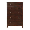 48 Inches 5 Drawer Wooden Chest with Round Knobs, Brown By Casagear Home