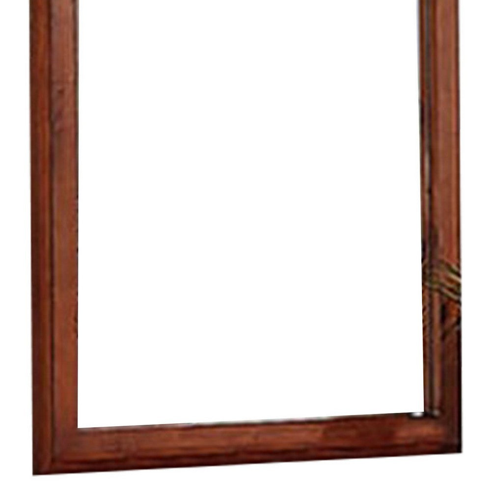 36 Inches Rectangular Wood Encased Mirror Brown By Casagear Home BM232105