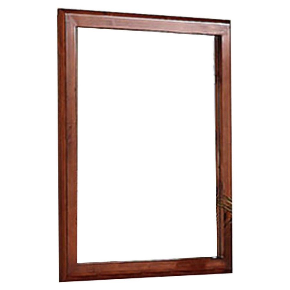 36 Inches Rectangular Wood Encased Mirror Brown By Casagear Home BM232105