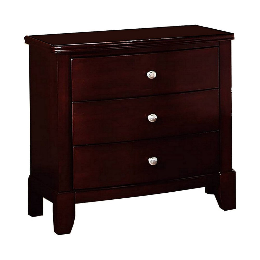 26 Inches 3 Drawer Wooden Nightstand with Chamfered Legs Brown By Casagear Home BM232106