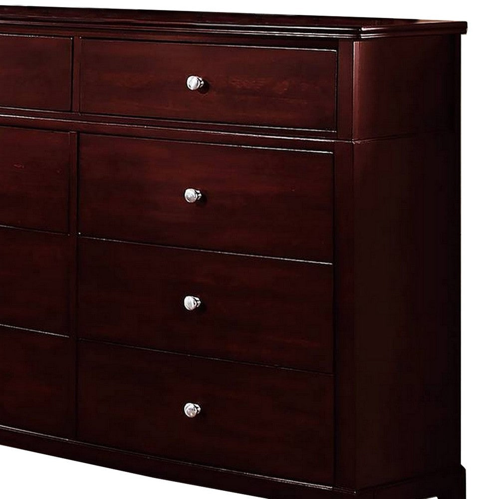 55 Inches 8 Drawer Wooden Dresser with Chamfered Legs Brown By Casagear Home BM232108