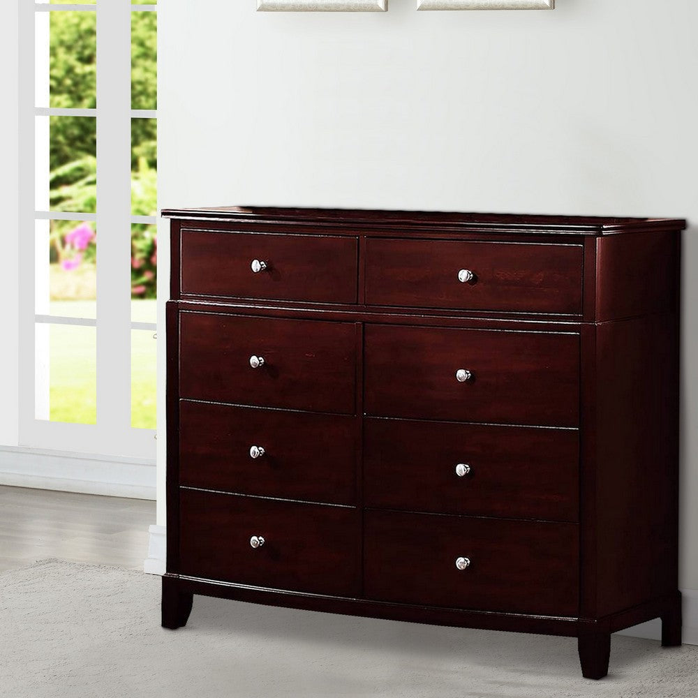 55 Inches 8 Drawer Wooden Dresser with Chamfered Legs Brown By Casagear Home BM232108