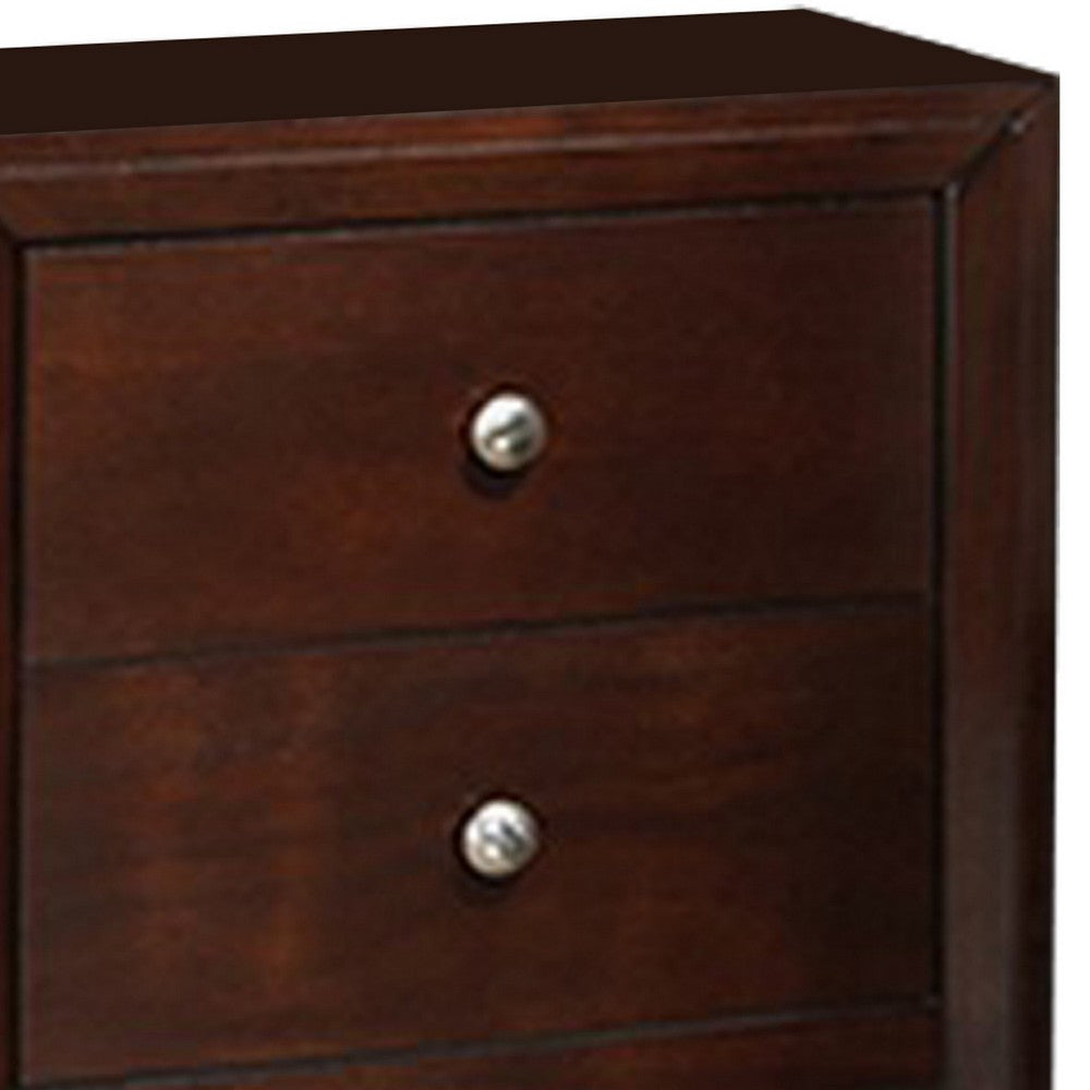 24 Inches 2 Drawer Wooden Nightstand with Metal Pulls Brown By Casagear Home BM232119