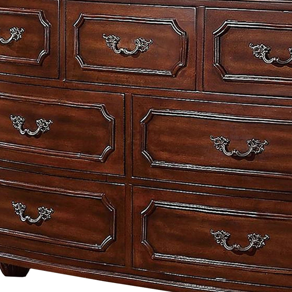 58 Inches 7 Drawer Engraved Wooden Dresser Brown By Casagear Home BM232126