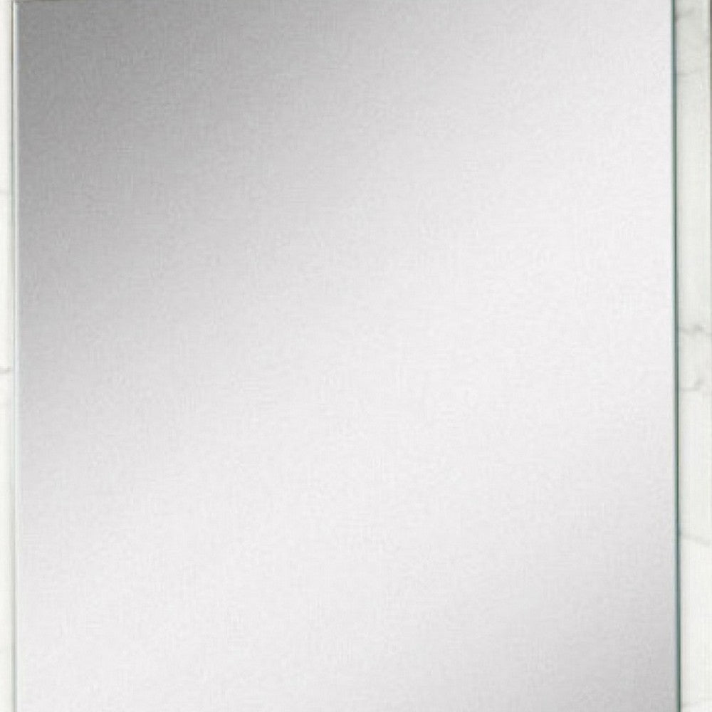 Vertical Faux Marble Framed Wall Mirror White and Silver By Casagear Home BM232158