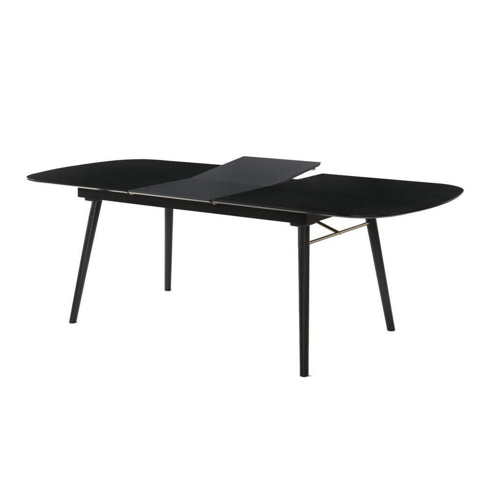 Obround Top Wooden Dining Table with Extendable Leaf Charcoal Gray By Casagear Home BM232240