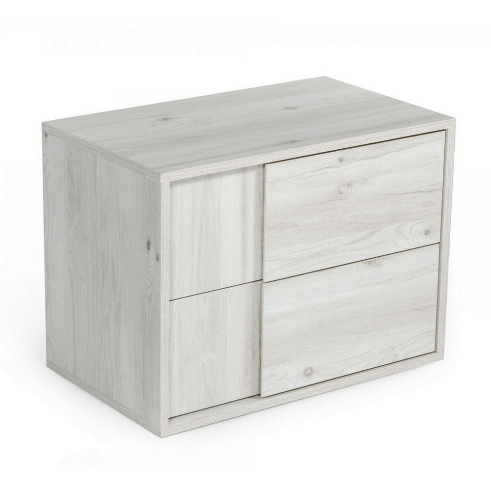 Wooden Nightstand with 2 Self Closing Drawers White By Casagear Home BM232247