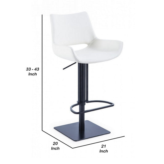 Swivel Faux Leather Bar Stool with Countered Seat White and Black By Casagear Home BM232279