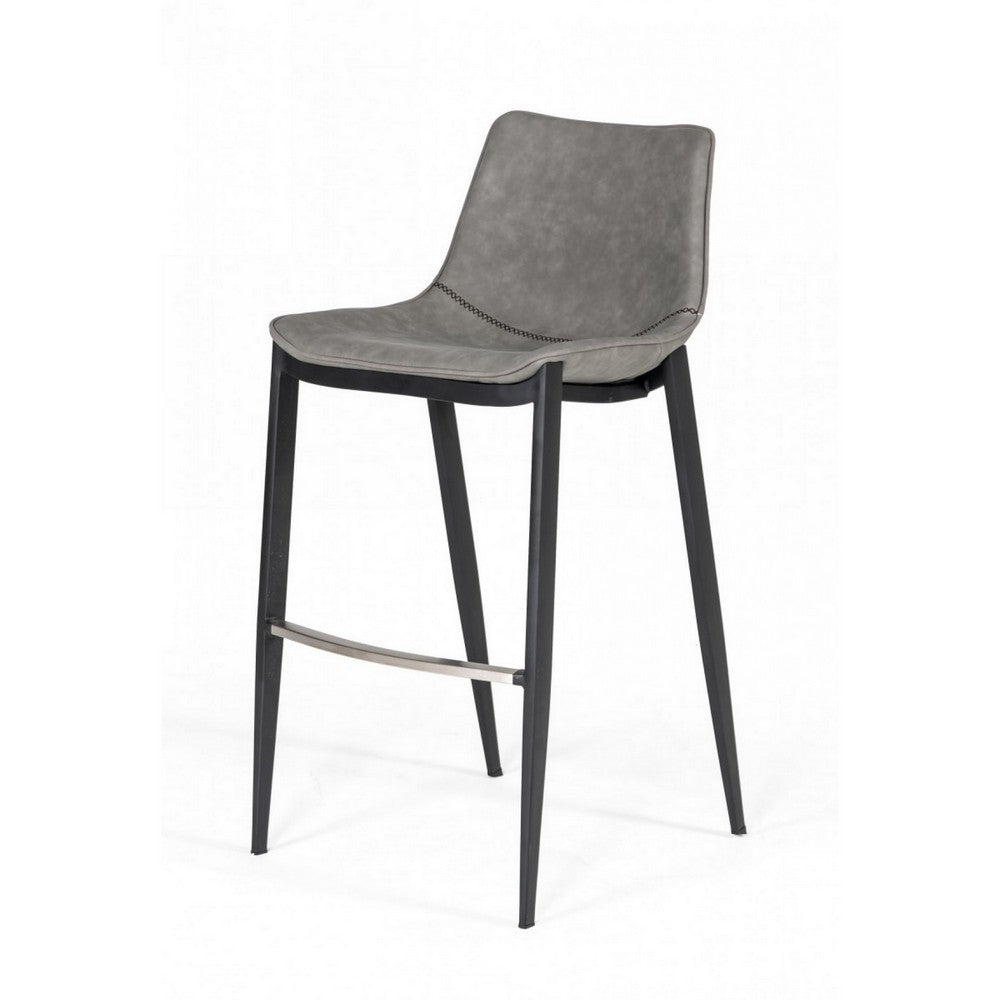 Counter Leatherette Barstool with Angled Tapered Legs Set of 2 Gray By Casagear Home BM232289