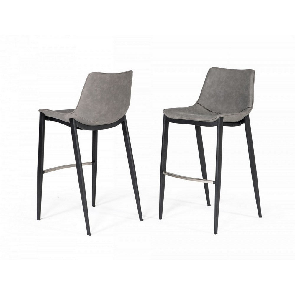 Counter Leatherette Barstool with Angled Tapered Legs Set of 2 Gray By Casagear Home BM232289