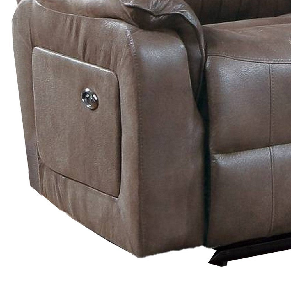 Fabric Manual Loveseat with 2 Cupholders and Console Brown By Casagear Home BM232605