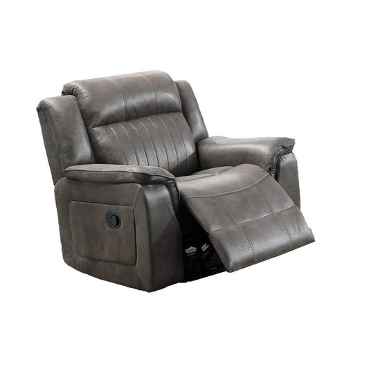 Fabric Manual Recliner Chair with Pillow Top Arms Gray By Casagear Home BM232607