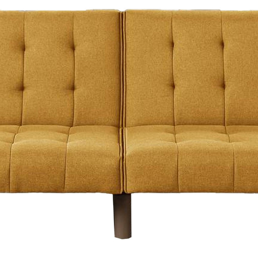 Fabric Adjustable Sofa with Tufted Details and Splayed Legs Yellow By Casagear Home BM232613