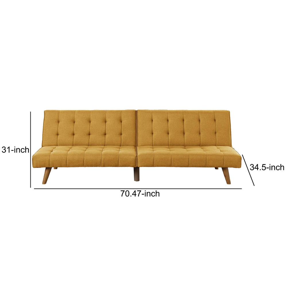 Fabric Adjustable Sofa with Tufted Details and Splayed Legs Yellow By Casagear Home BM232613