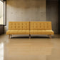 Fabric Adjustable Sofa with Tufted Details and Splayed Legs, Yellow By Casagear Home