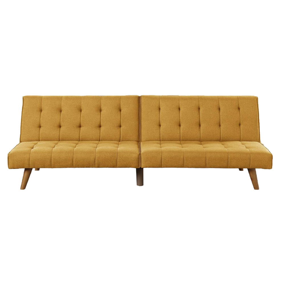 Fabric Adjustable Sofa with Tufted Details and Splayed Legs Yellow By Casagear Home BM232613