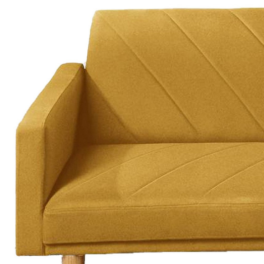 Fabric Adjustable Sofa with Chevron Pattern and Splayed Legs Yellow By Casagear Home BM232615