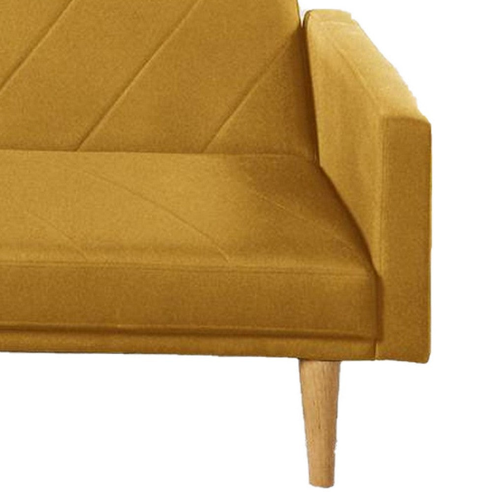 Fabric Adjustable Sofa with Chevron Pattern and Splayed Legs Yellow By Casagear Home BM232615