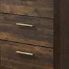 48 Inches 5 Drawer Wooden Chest with Grains Rustic Brown By Casagear Home BM232621