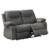 Stitched Leatherette Power Motion Loveseat with Pillow Top Arms, Gray By Casagear Home