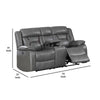 Contrast Stitched Leatherette Power Motion Loveseat with Console Gray By Casagear Home BM232637