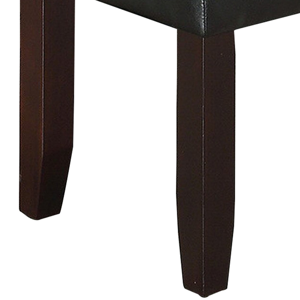 Dining Bench with Faux Leather Upholstery and Chamfered Feet Black By Casagear Home BM232883