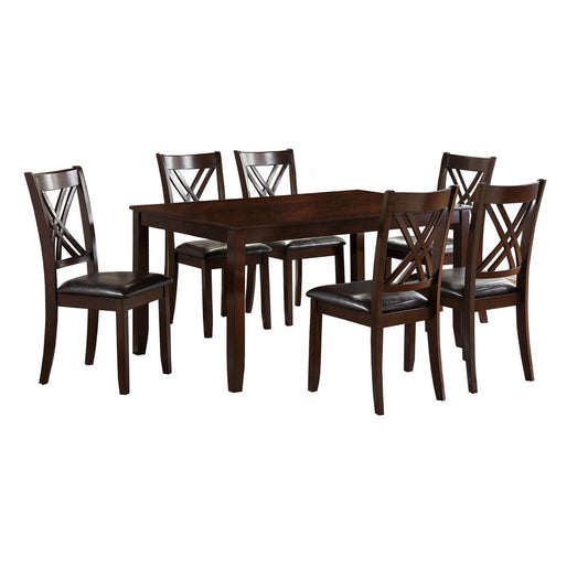 Wooden Dining Set with Chamfered Feet and Cushioned Seat Chairs, Brown By Casagear Home