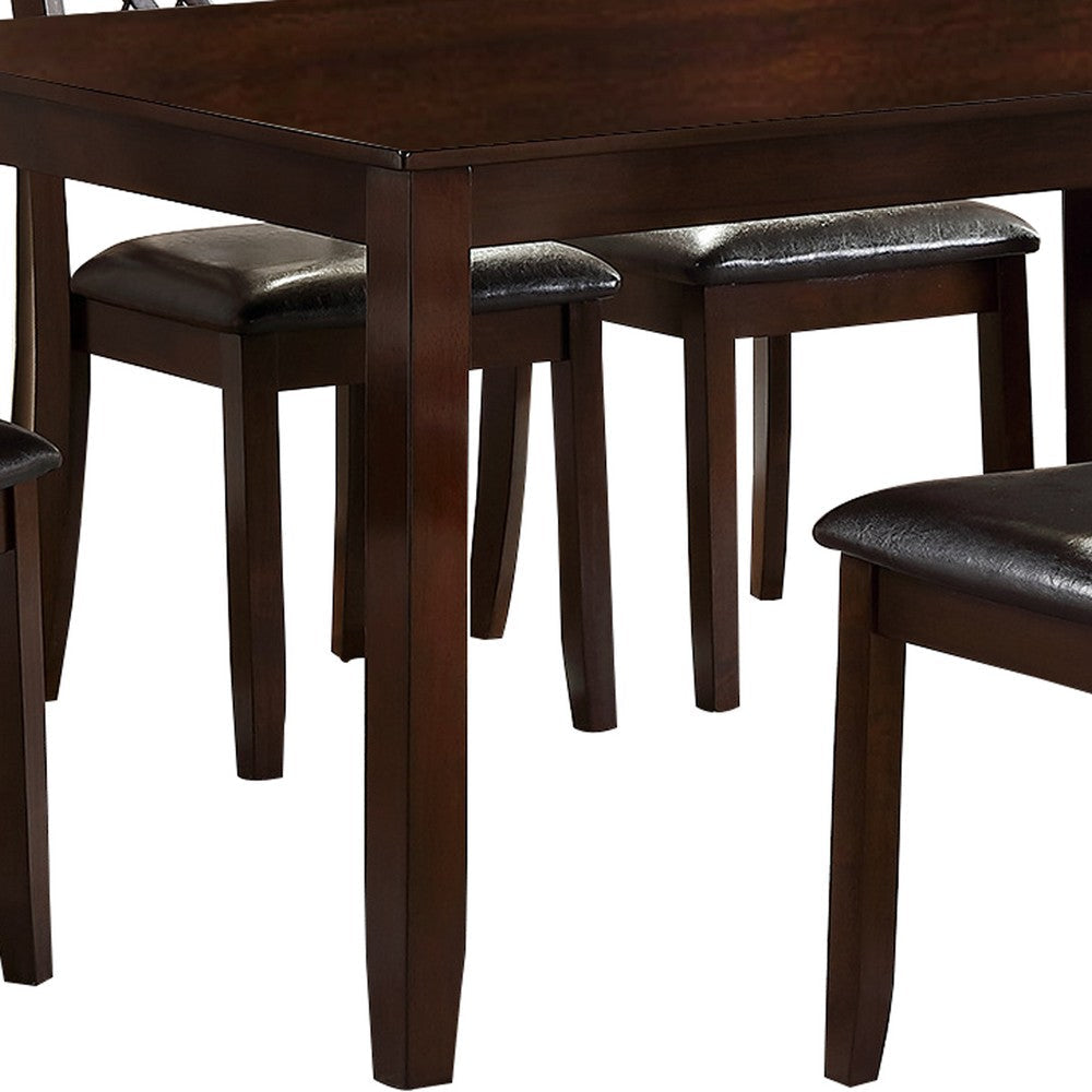 Wooden Dining Set with Chamfered Feet and Cushioned Seat Chairs Brown By Casagear Home BM232892